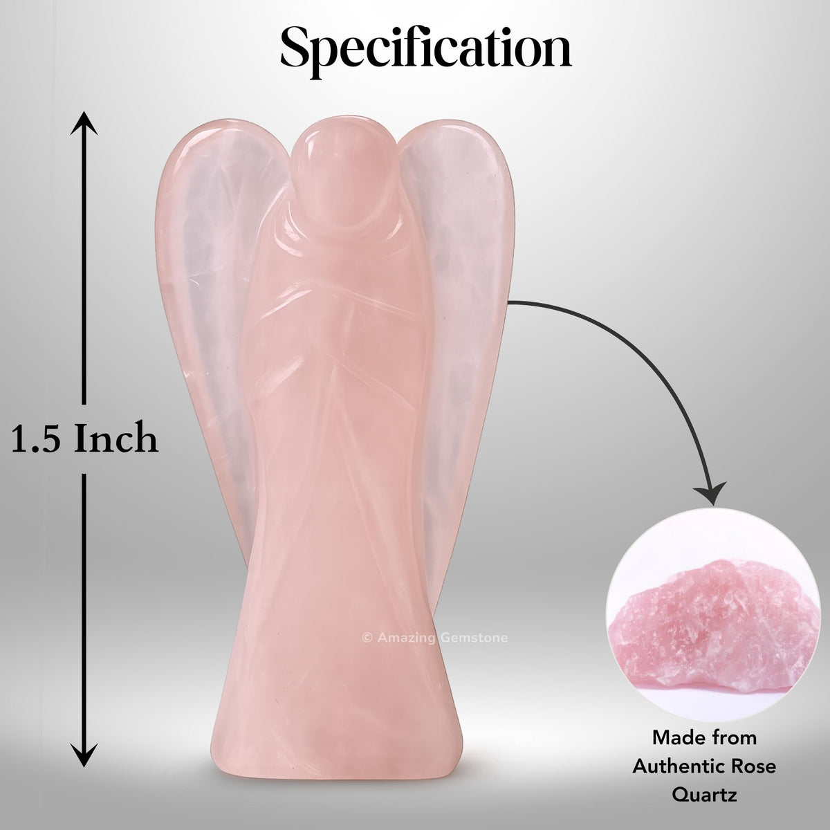Amazing Gemstone Rose Quartz Angel - Rose Quartz Crystal Angel and Pocket Guardian Angel Crystal Figurines (1.5 inches)
