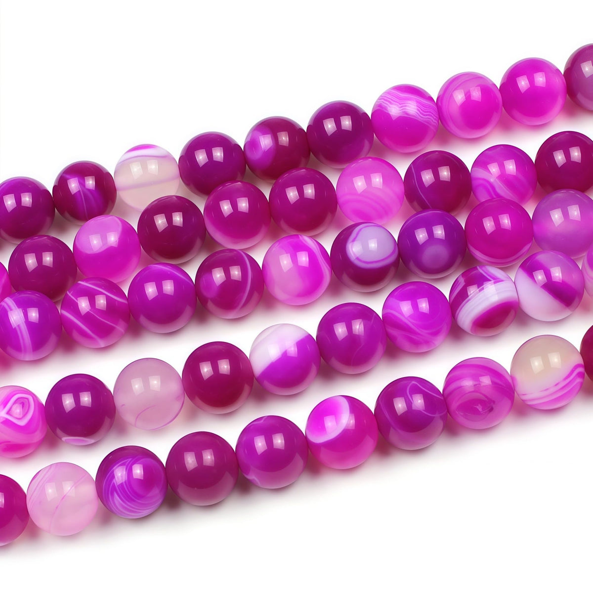MJDCB Natural Stone Beads Rose Red Stripe Agate Round Loose Beads for Jewelry Making DIY Bracelet Necklace (8mm)