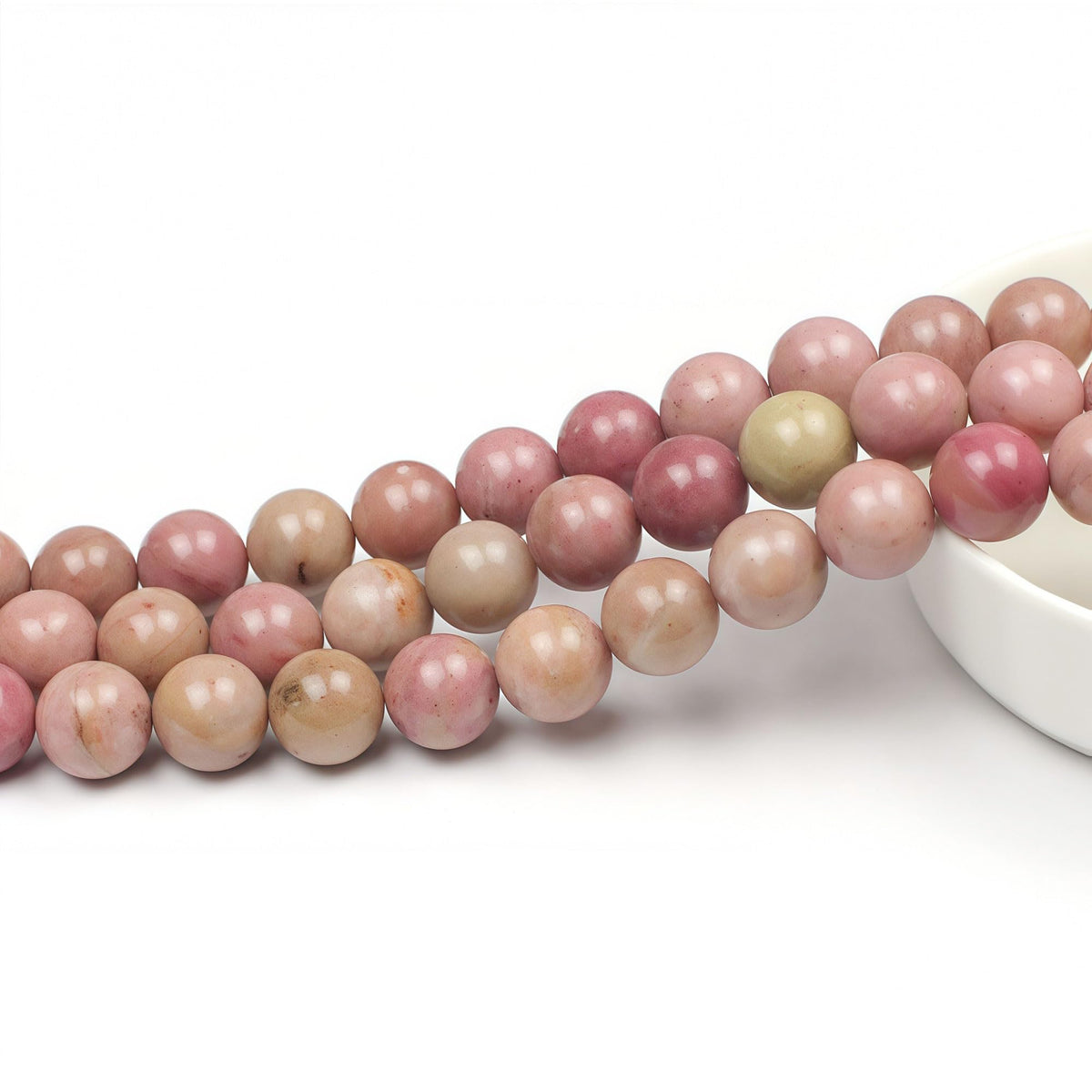 MJDCB Natural Red Stripes Rhodonite Round Stone Beads for Jewelry Making DIY Bracelet Necklace (8mm)