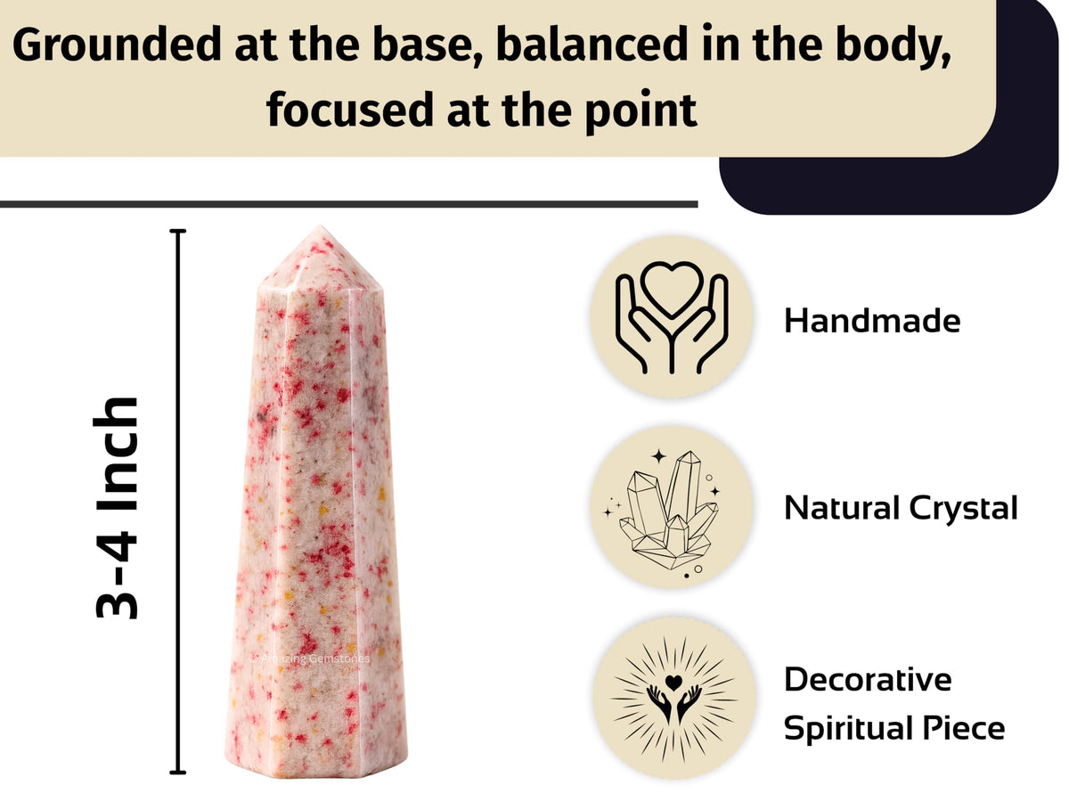 Amazing Gemstone Cinnabarite Crystal Towers - Natural Healing Crystal Point Obelisk for Reiki Healing and Crystal Grid (3" to 4" INCH)