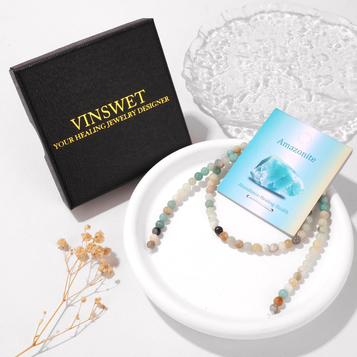 Vinswet 90pcs 4mm Amazonite Natural Stone Beads Round Genuine Real Stone Beading Loose Gemstones DIY Smooth Bead for Bracelet Necklace Earrings Jewelry Making