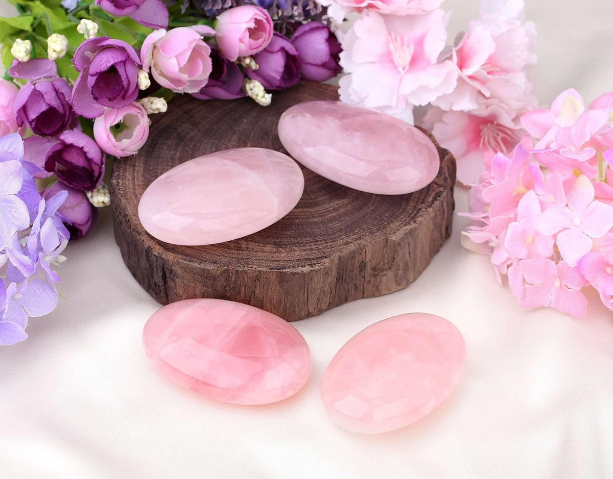 LAIDANLA Rose Quartz 2.4" Large Palm Stone Healing Crystals Natural Gemstones Calming Effects Energy Balancing Reiki Polished Worry Stone Cleansing Protection Anxiety Stress Relief Therapy 1PC