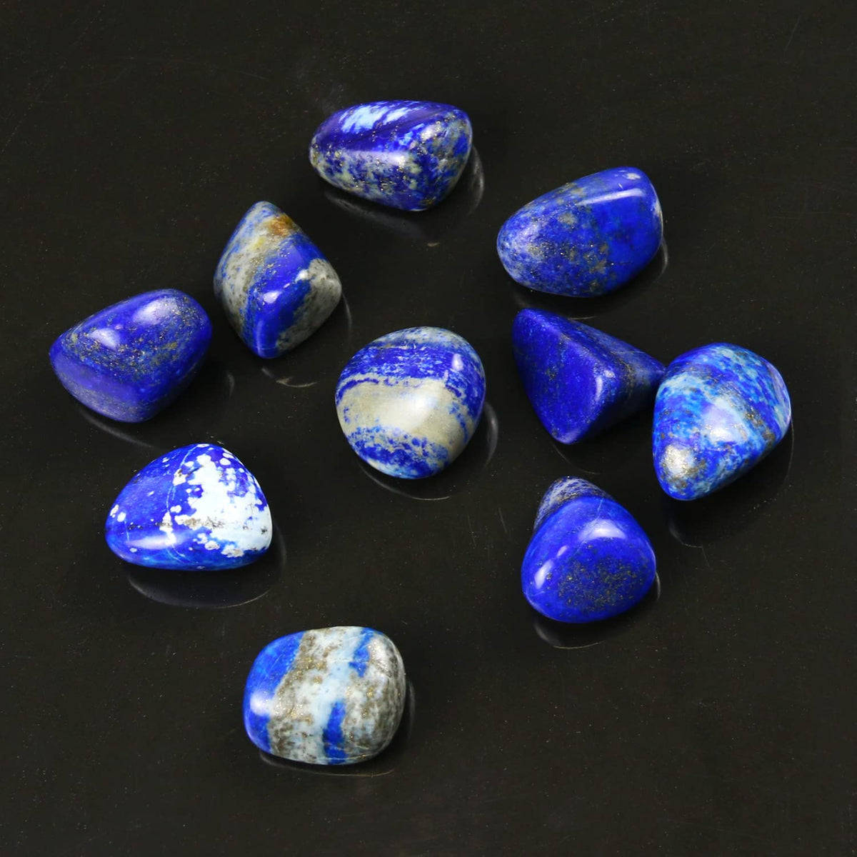 Namzi 10 Packs of Brazilian Tumbled Polished Natural Lapis Lazuli Crystals, Crystals and Healing Stones Quartz Bulk for Wicca, Reiki, Healing Energy, Chakra Stones, Witchcraft Supplies(0.5LB)