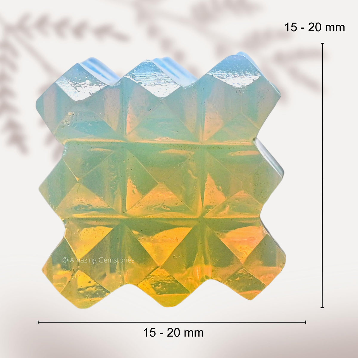 Amazing Gemstone Opalite Crystal Cube with 54 Pyramid - 1" Mini Lemurian Pyramid Cube Figurine of Natural Stone Pyramid for Meditation, Reiki, Chakra Balancing Vastu Pooja and Crystal Grids