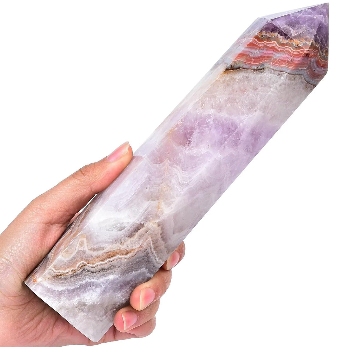 VIZYTOU Purple Amethyst Agate Stone Tower Obelisk Large Healing Crystal Rock Point Wand Reiki Healing Gifts 0.6-1.1 LBS