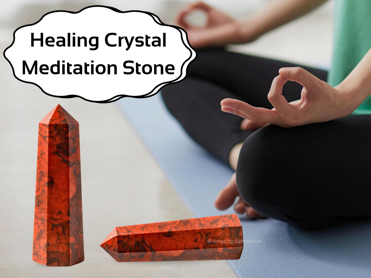 Amazing Gemstone Red Jasper Hematite Crystal Towers - Natural Healing Crystal Point Obelisk for Reiki Healing and Crystal Grid (3" to 4" INCH)