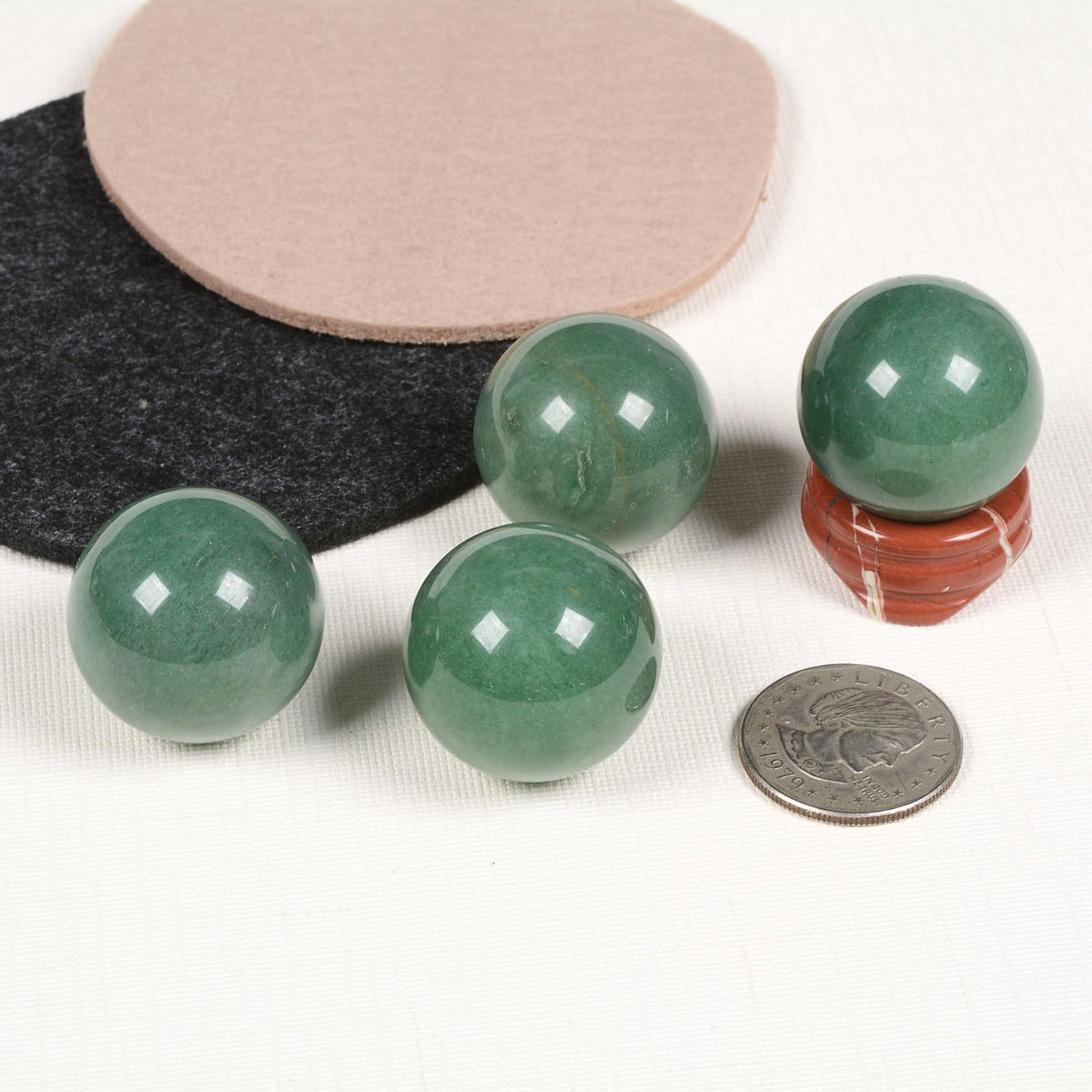 Justinstones Natural Polished Green Aventurine Sphere with Red Jasper Stand – Handcrafted Gemstone 30mm Ball for Energy Healing, Meditation, and Home Décor