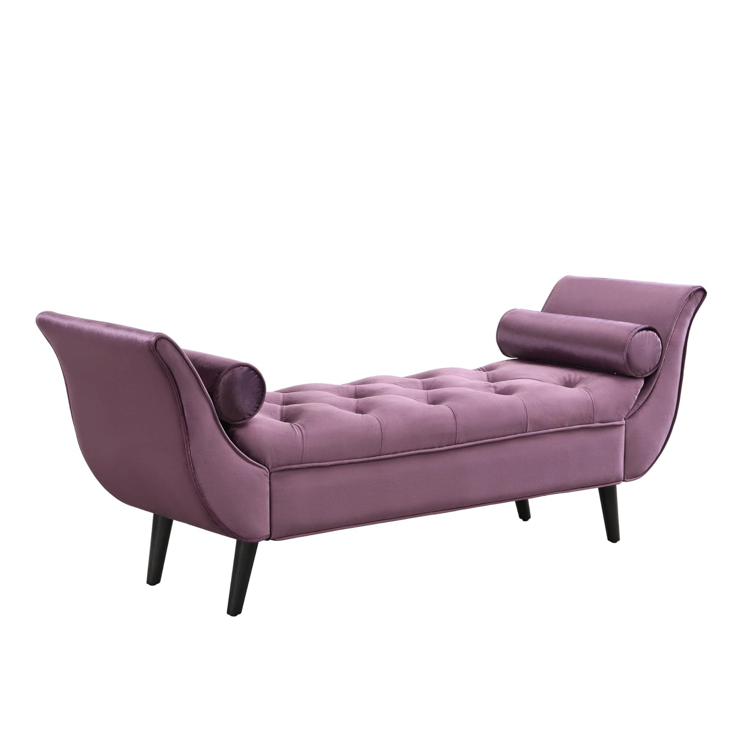 Christopher Knight Home Jolie Modern Velvet Upholstered Ottoman Bench with Pillow, Wooden Bedroom End of Bed Bench, Entryway Ottoman Foot Rest, Living Room Sofa Extra Seat, Purple