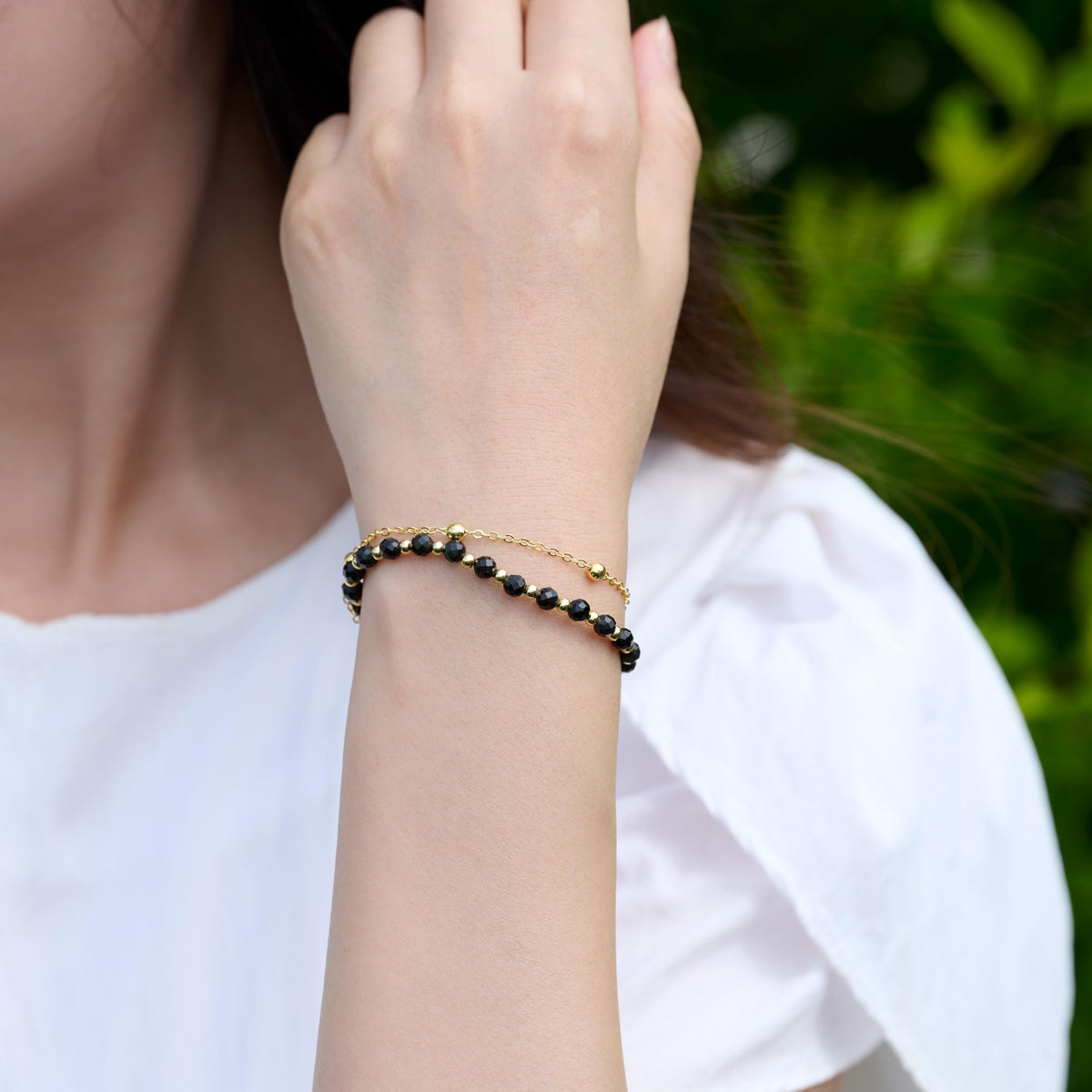 Farfume Black Onyx Crystal Bracelet Beaded Bracelets for Women 4mm Natural Stone Beads Gemstone Handmade Jewelry Valentine's Day Gifts