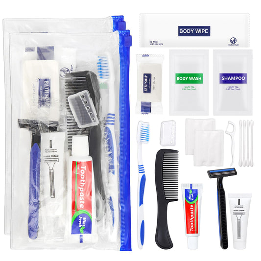 SLequipo Basic Toiletry Kits, Individually Packed, Personal Hygiene Bulk Homeless Care Package Supplies, Travel Size for Men Women Charity, Disposable Toothbrushes With Toothpaste Set