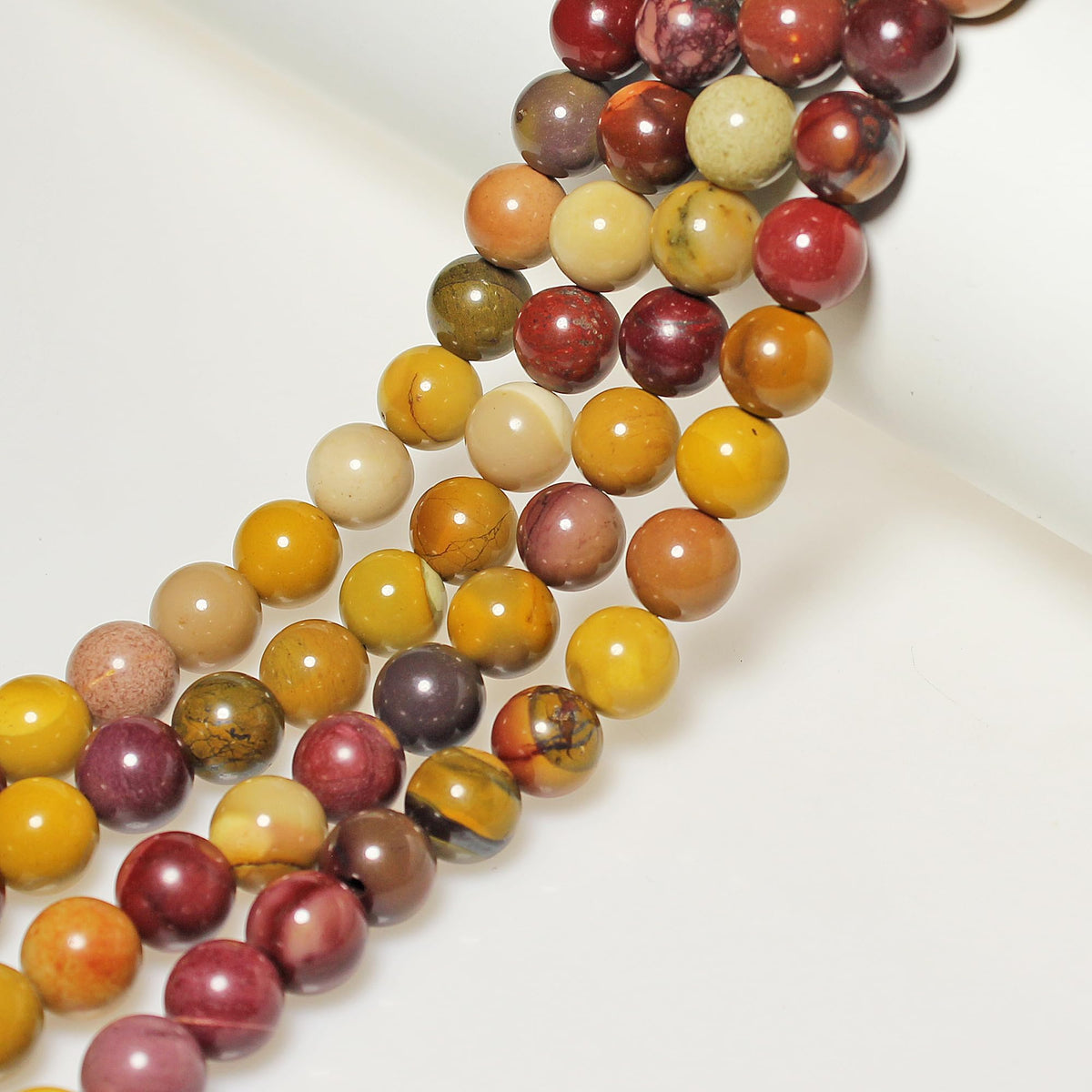 MJDCB Natural Stone Beads Moonkaite Jasper Egg Huangshi Round Loose Beads for Jewelry Making DIY Bracelet Necklace (12mm)