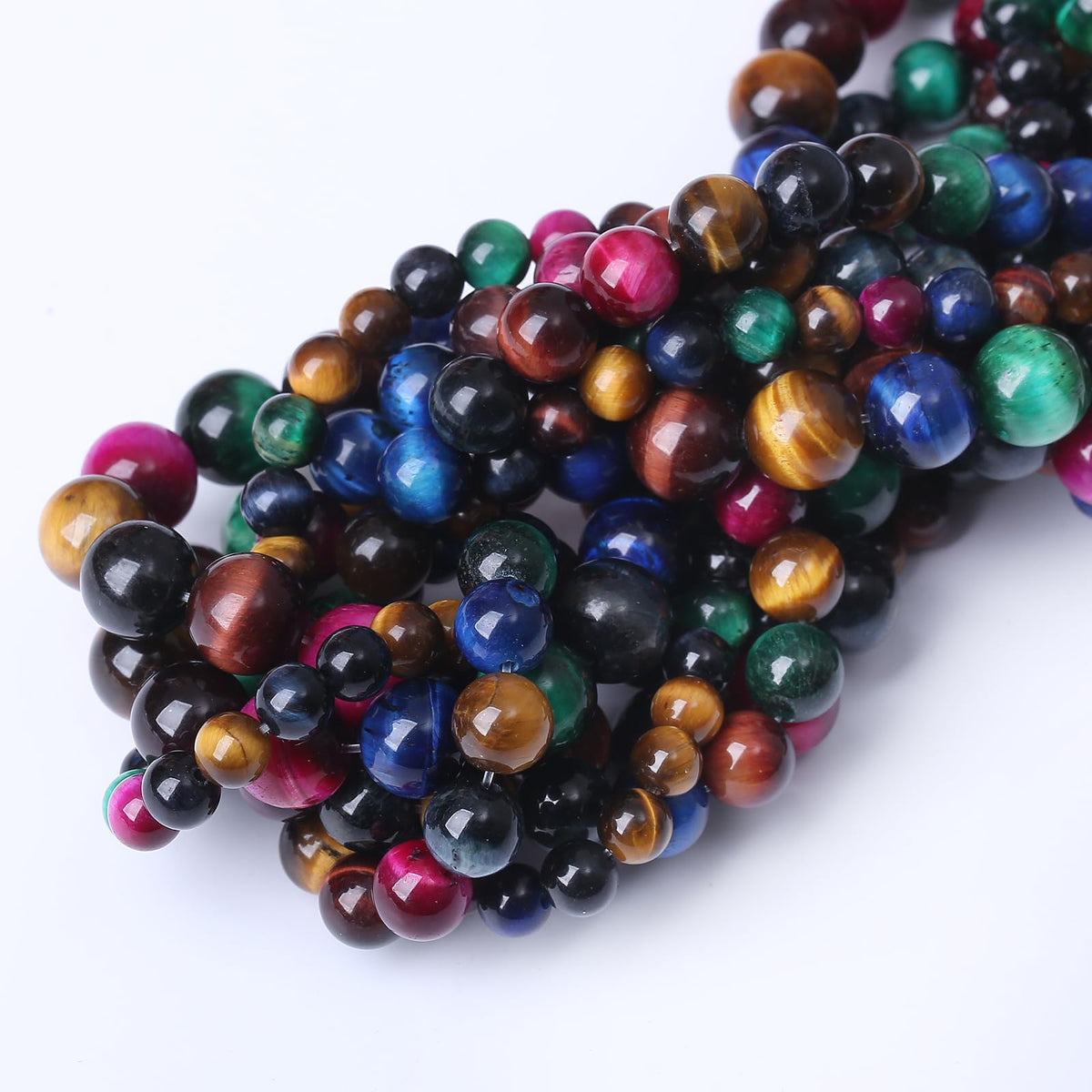 90PCS 4MM AAA Colorful Tiger Eye Stone Beads Natural Gemstone Bead Crystal Healing Energy Jewelry Making DIY 15 inches