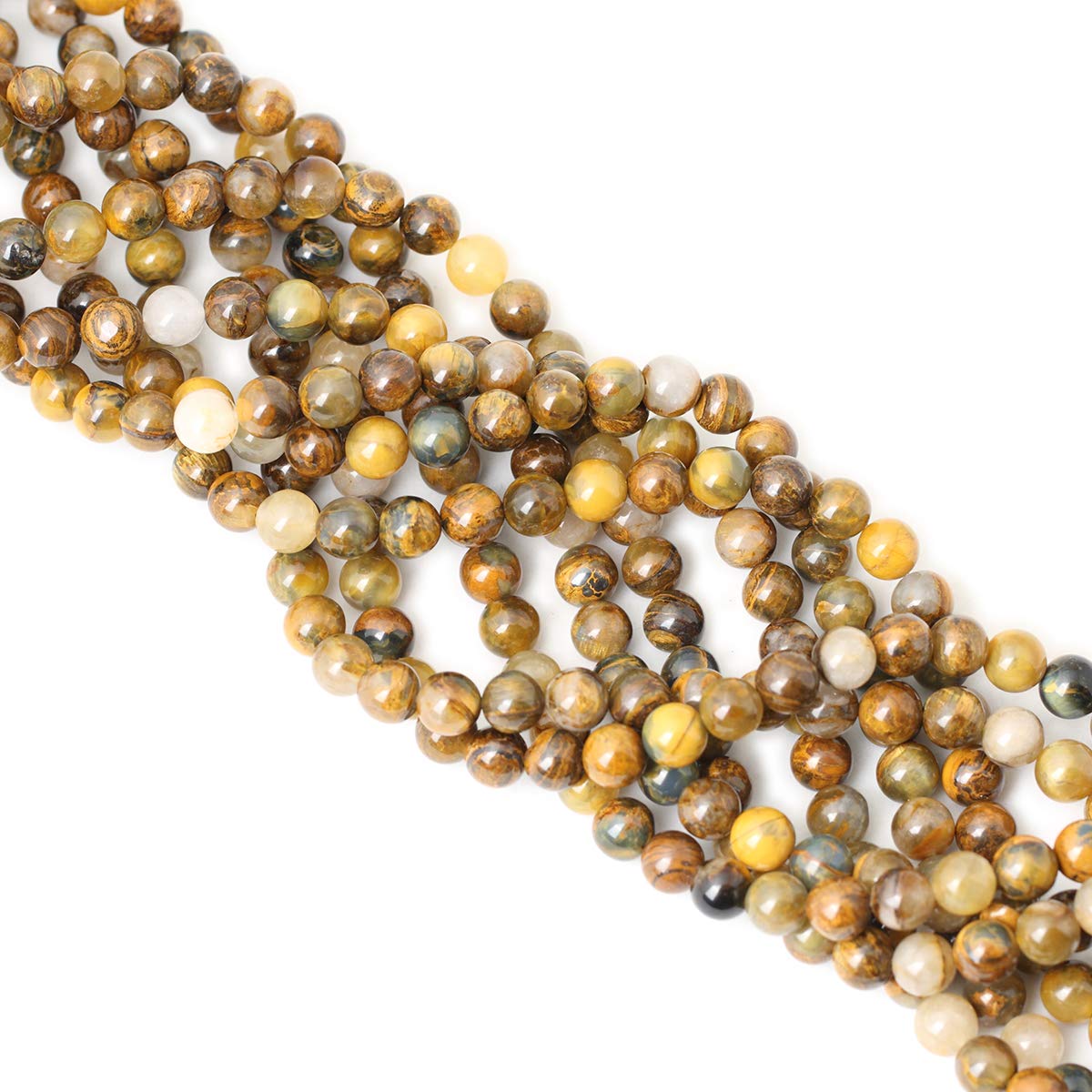 CHEAVIAN 45PCS 8mm Natural Golden Pietersite Gemstone Round Loose Beads Stone Beads for Jewelry Making DIY Findings 1 Strand 15"