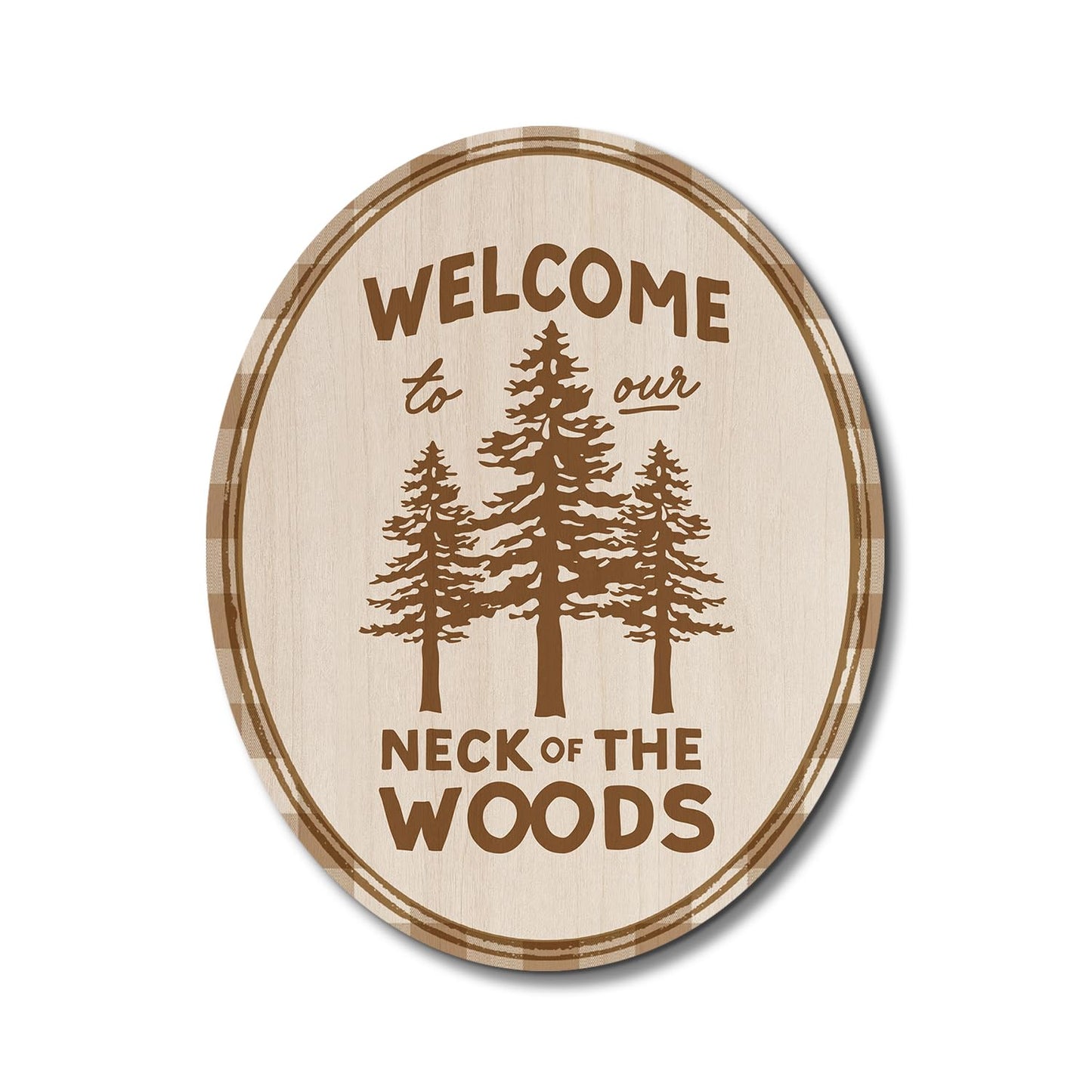 Dilemat Rustic Cabin Wall Art Decor, Welcome to Our Neck of the Woods Oval Wall Art, Retro Nature Farmhouse Lake House Wooden Sign Hanging Decor for Home Bedroom Living Room,8x10 Inch