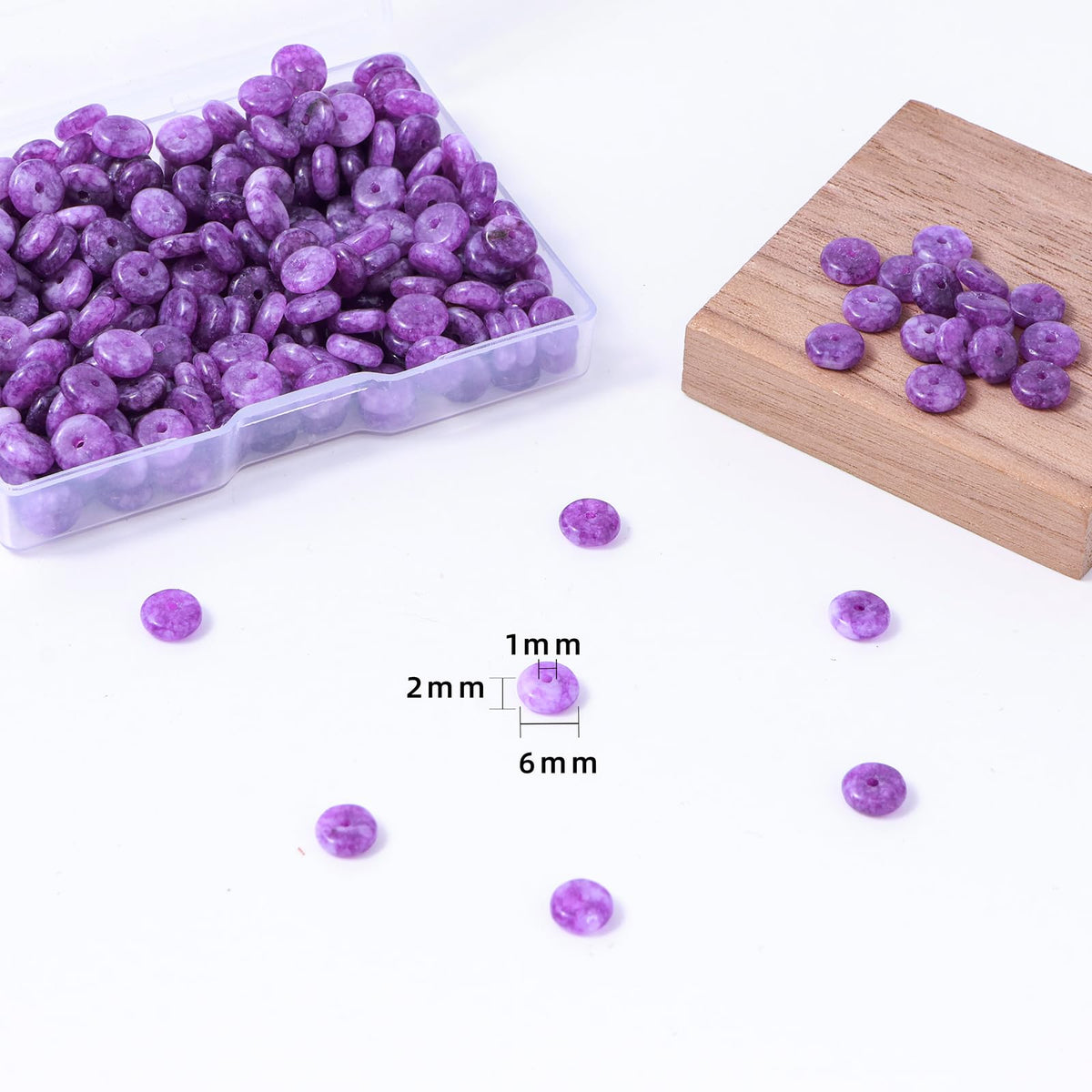 Natural Dark Amethyst Disk Stone Spacer Beads 6x2mm 38cm/str Flat Rondelle Loose Semi Gemstone Caps for Making Bracelets Necklace