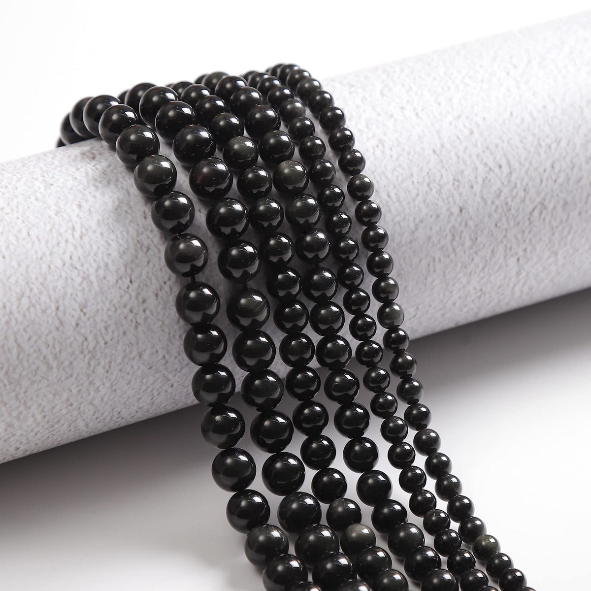 45pcs 8mm Natural Black Obsidian Gemstone Beads Energy Healing Crystal Round Loose Stone Beads for Jewelry Making, DIY Bracelets Necklaces