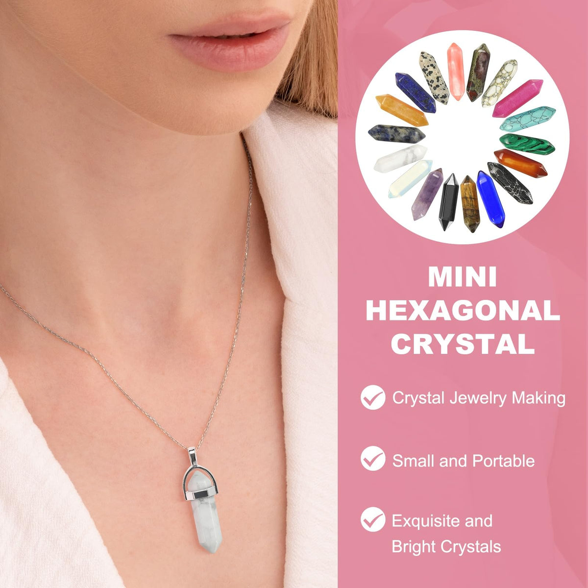 MECCANIXITY 10 Pack Floral Green Turquoise Quartz Crystals, Polished Crystals Bulk Hexagonal Shaped Meditation Gemstone for Jewelry Making Energy Balance Accessories Gifts