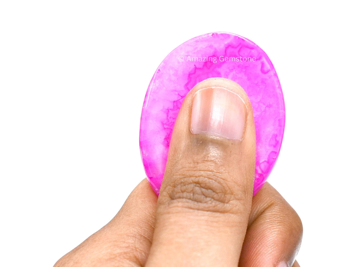 Amazing Gemstone Pink Onyx Worry Stone Crystals & Healing Stones - Worry Stones for Stress Relief Gifts - Piedra Crystal Fidget for Meditation, Relaxation - Unique Stocking Stuffers & Birthday Gifts