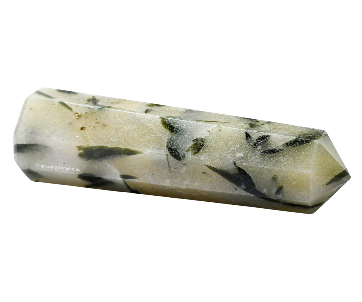 Amazing Gemstone Green Tourmaline in Quartz Crystal Towers - Natural Healing Crystal Point Obelisk for Reiki Healing and Crystal Grid (3" to 4" INCH)