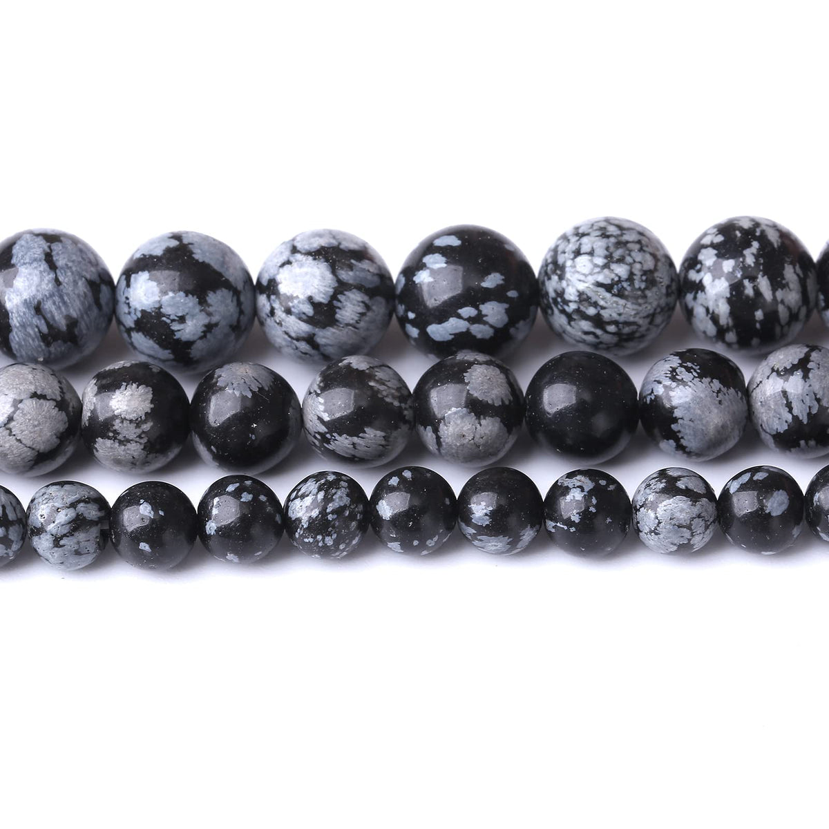 32PCS 12MM Natural Snowflake Obsidian Stone Beads Energy Healing Beads for DIY Jewelry Bracelet Necklace Making for Jewelry Making15Inch