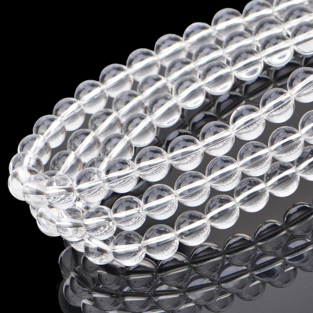80Pcs Natural Crystal Beads Stone Gemstone Round Loose Energy Healing Beads with Free Crystal Stretch Cord for Jewelry Making (Clear Crystal, 10mm)