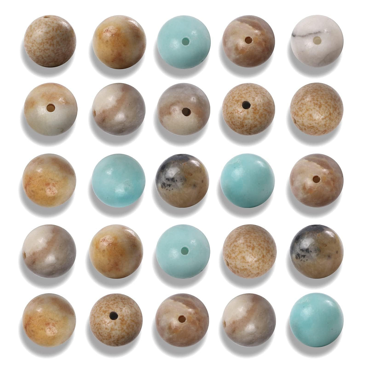 NITOPUPU 100Pcs 8mm Natural Smooth Amazonite Gemstone Beads Round Loose Stone Beads for Jewerly Making with Crystal Stretch Cord