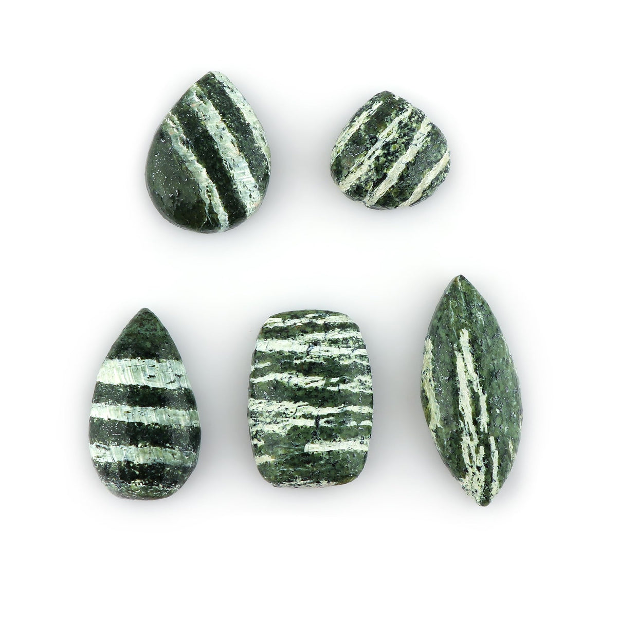 CRYSTALINES 5pcs, Natural Chrysolite Gemstone, Bulk Flatback Cabochon Stone, Polished Loose Supplis for Jewelry Making, Chakra Healing Crystals, Wire Wrapping, Decoration, Gem Collector