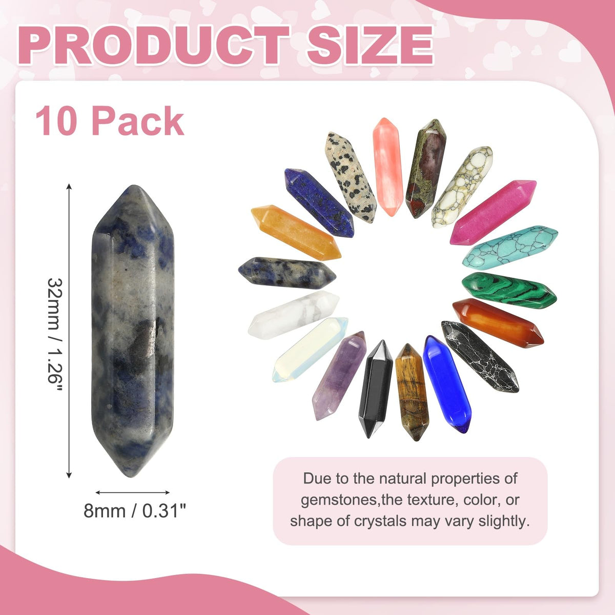 MECCANIXITY 10 Pack Blue Agate Quartz Crystals, Polished Crystals Bulk Hexagonal Shaped Meditation Gemstone for Jewelry Making Energy Balance Accessories Gifts