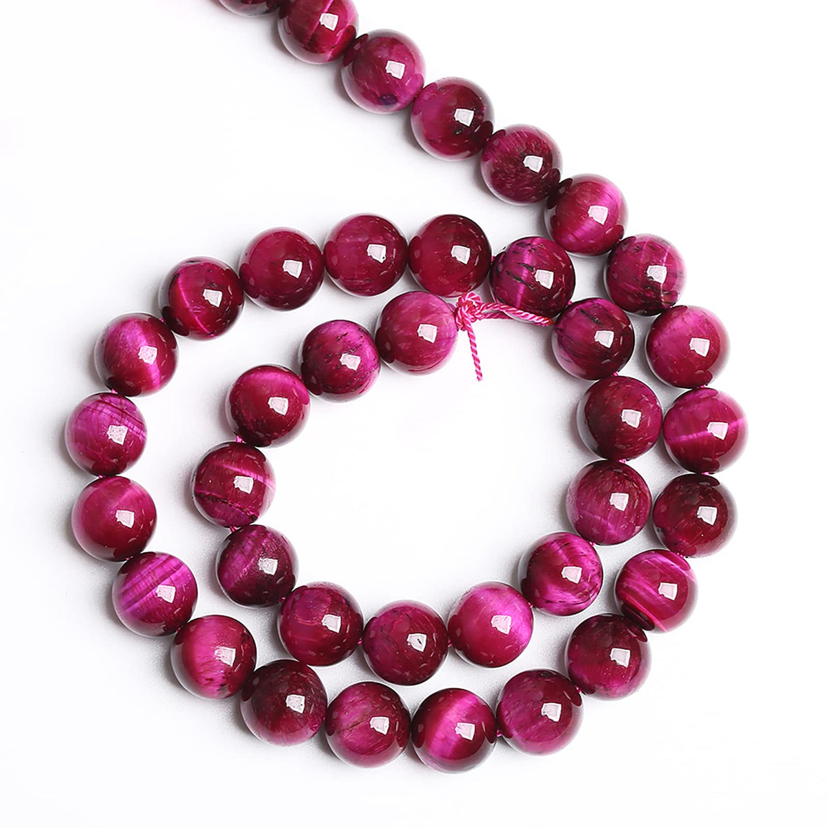 8mm 45PCS Natural Rose Pink Tiger Eye Stone Beads Crystal Spacer Round Loose Beads for Jewelry Making DIY Bracelet Accessories Strand 15 inches