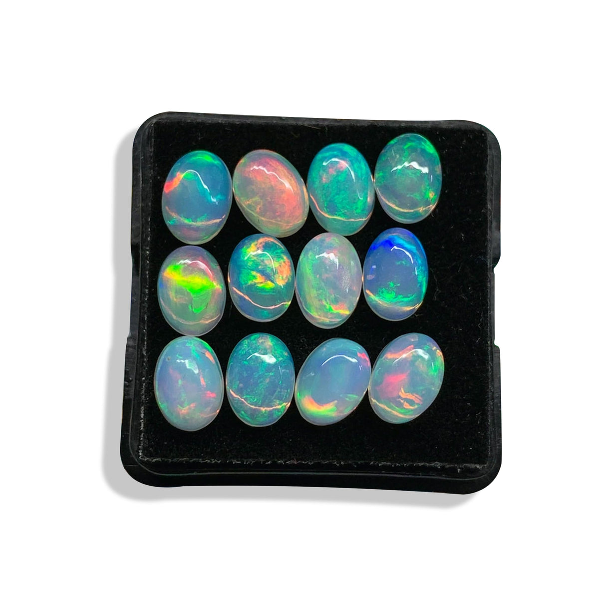 Natural 5Pcs AAA Calibrated Ethiopian Opal Gemstones Cabochons Lot 5x7 MM Multi Fire Welo Opal Stones for Jewelry Making Supplies Healing Crystals Gems Loose Gemstones