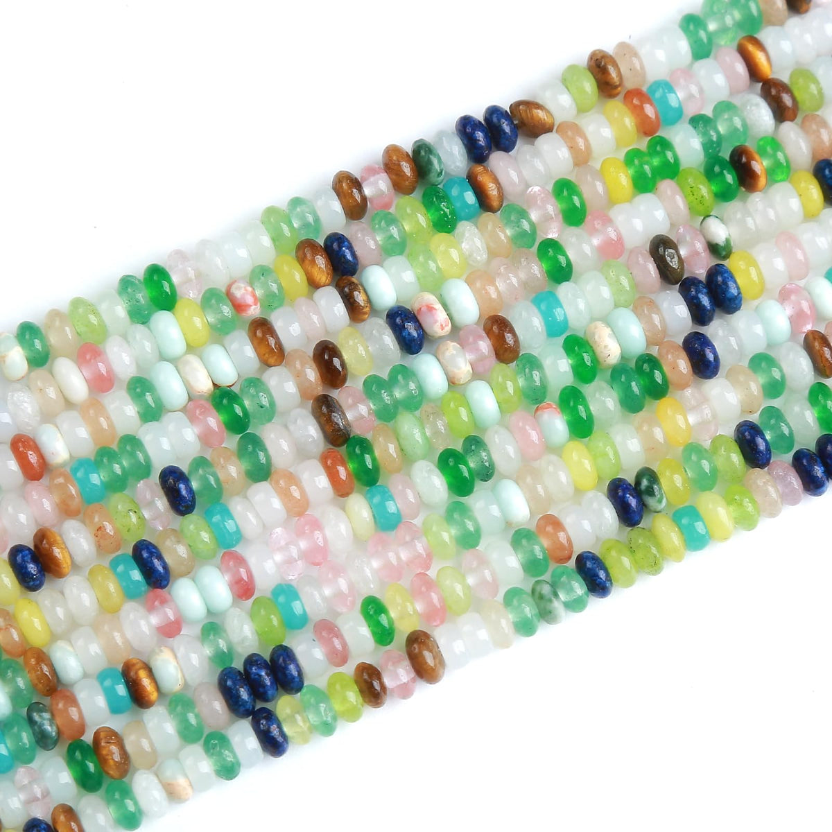 ZXYMLZI 150PCS 2x4mm Colorful Stone Rondelle Beads for DIY Jewelry Making