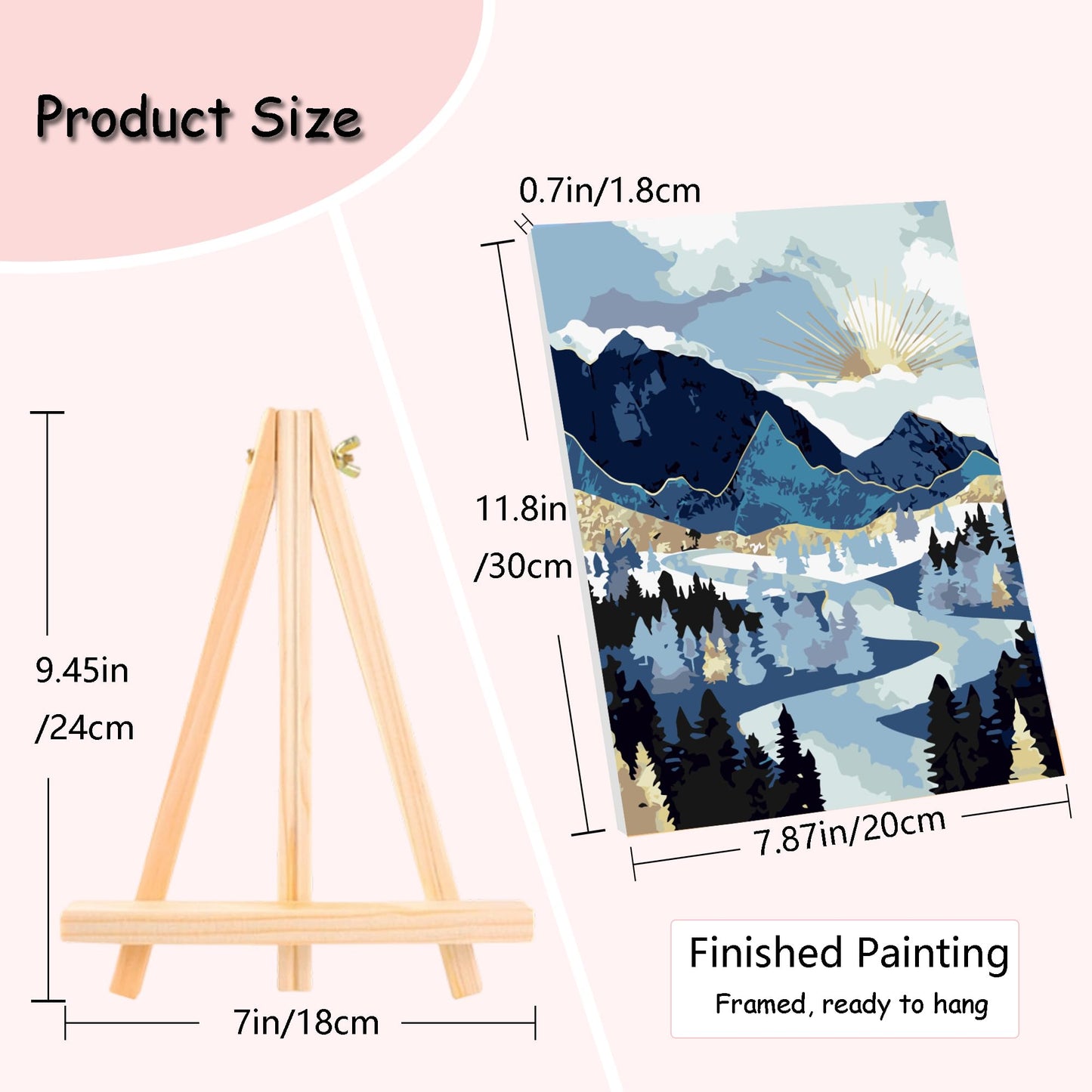 Muzagroo Art 4 Pcs Paint by Numbers Kits for Adults Framed Canvas with Wooden Easel DIY Abstract Landscape Acrylic Oil Paintings Kits Paint by Numbers on Canvas Wall Art (8x12 inch)