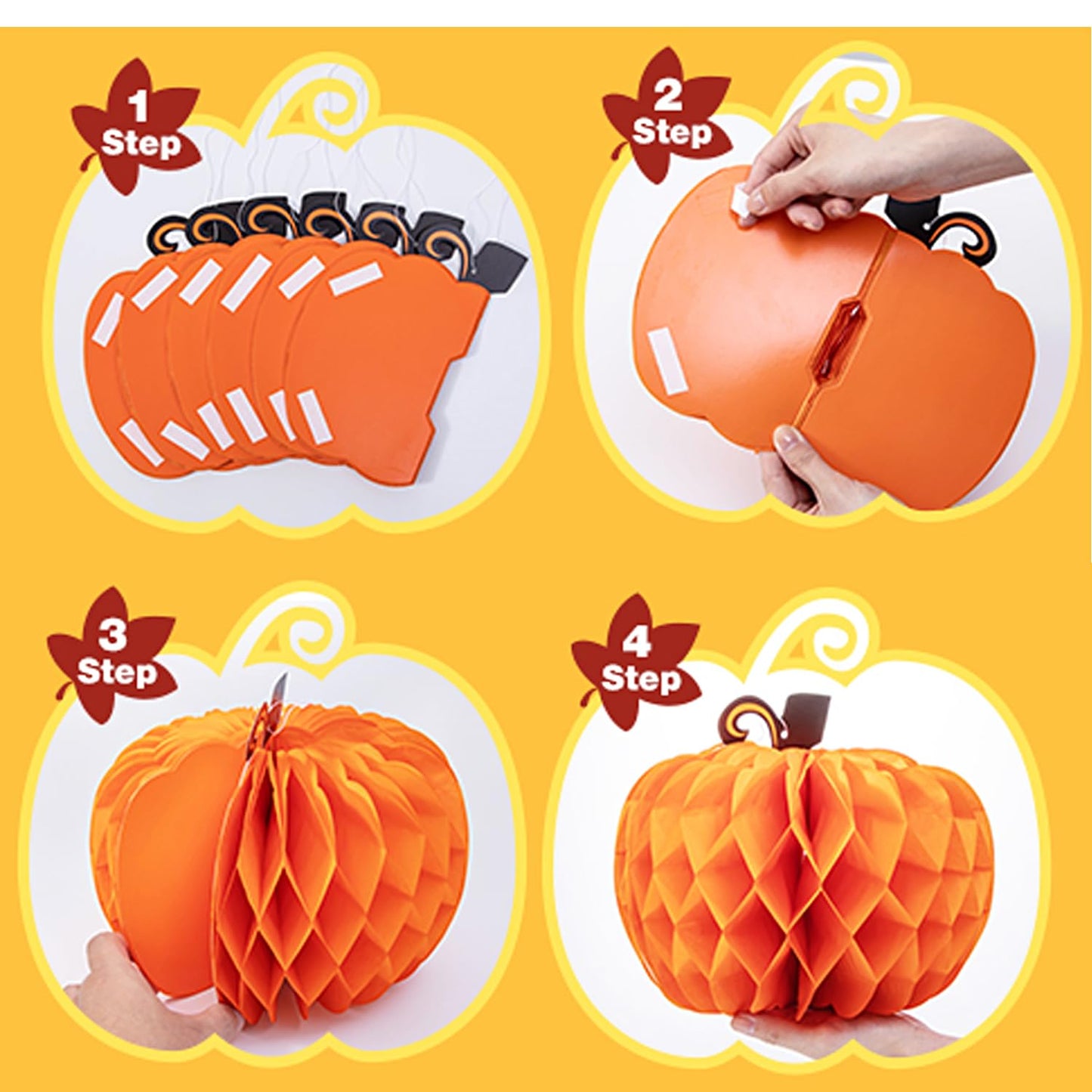 12 Pack Fall Pumpkins Centerpieces for Tables 10 Inch Thanksgiving Honeycomb Tissue Ball Hanging Pumpkins Maple Harvest Home Party Decoration Supplies