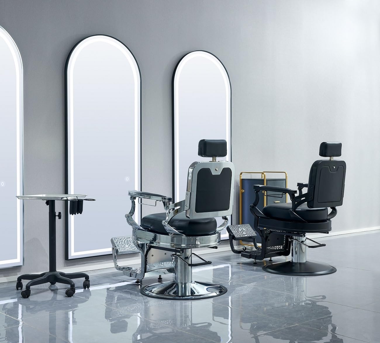 McDooFly Barber Chair Heavy Duty 700 lbs - Salon Chair for Hair Stylist - Black Reclining Barber Chairs for Barbershop - Salon Tattoo Shampoo Beauty Massage Equipment