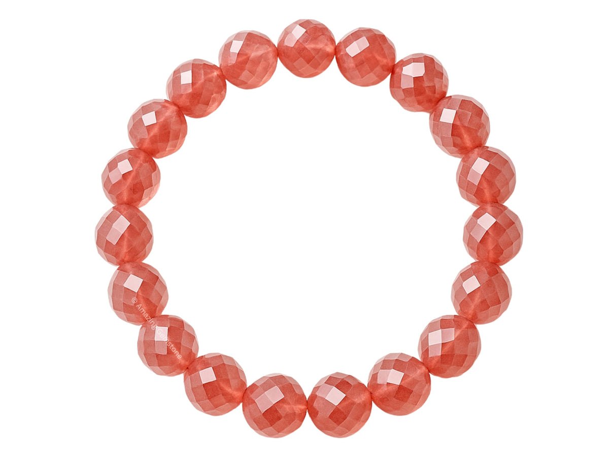 Amazing Gemstone Cherry Quartz Bracelet for Women - Chakra Mens Bracelet Protection Crystals and Healing Stones - Blessing Bracelet Spiritual Meditation Gift Christmas Stocking Stuffers