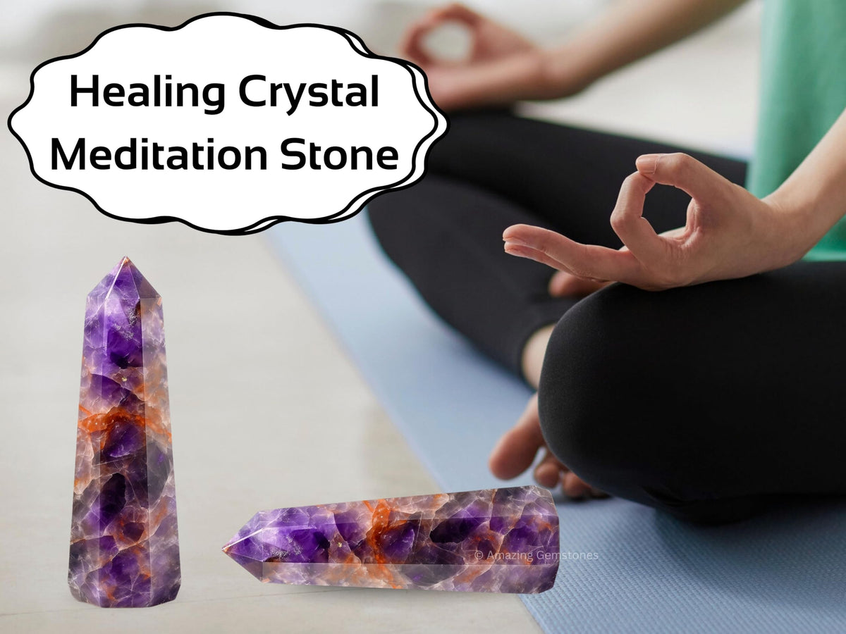Amazing Gemstone Amethyst Chevron Crystal Towers ~ Natural Healing Crystal Point Obelisk for Reiki Healing and Crystal Grid (3" to 4" INCH)