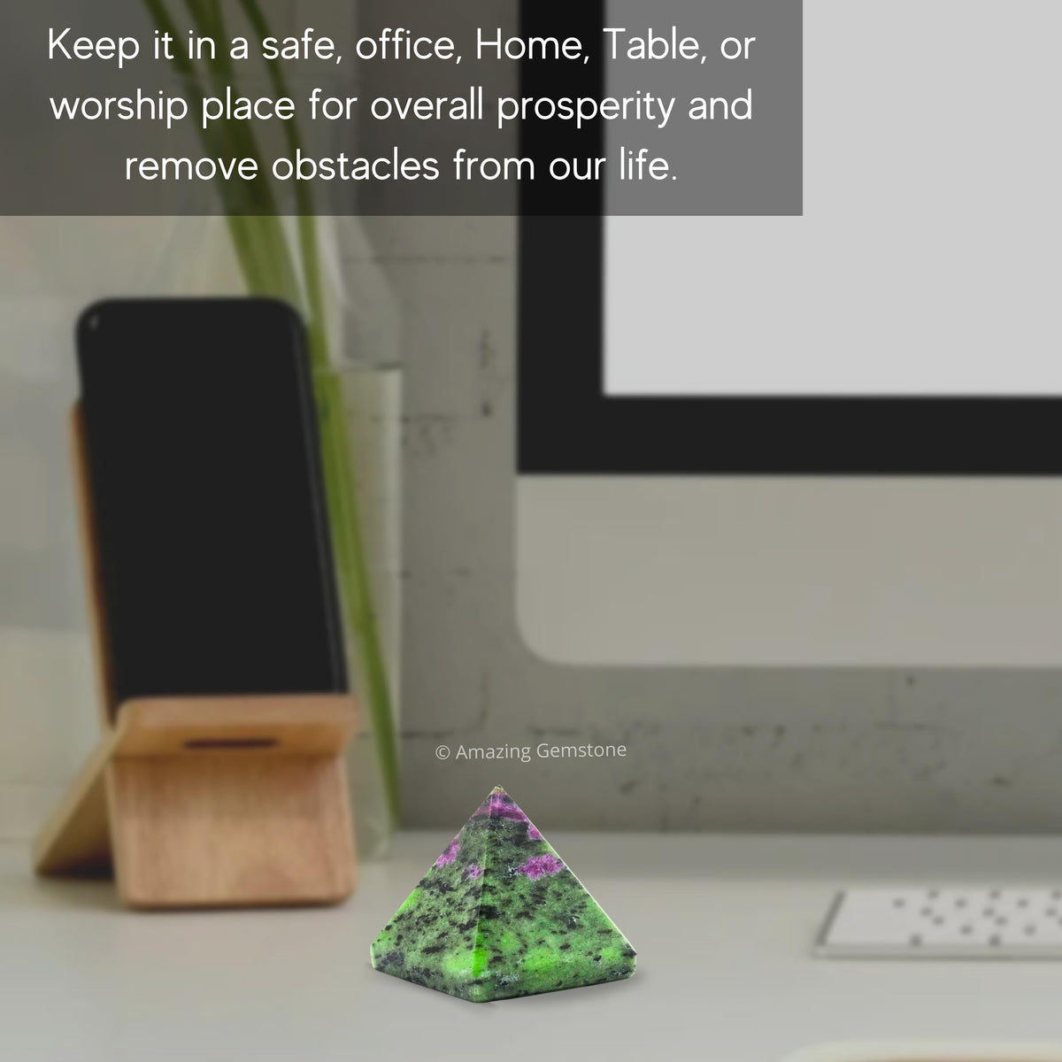 Amazing Gemstone Ruby Zoisite Pyramid Crystal Healing Stones - 1" Great Pyramid Figurine of Natural Stone Pyramid for Meditation, Reiki, Chakra Balancing and Crystal Pyramids Grid