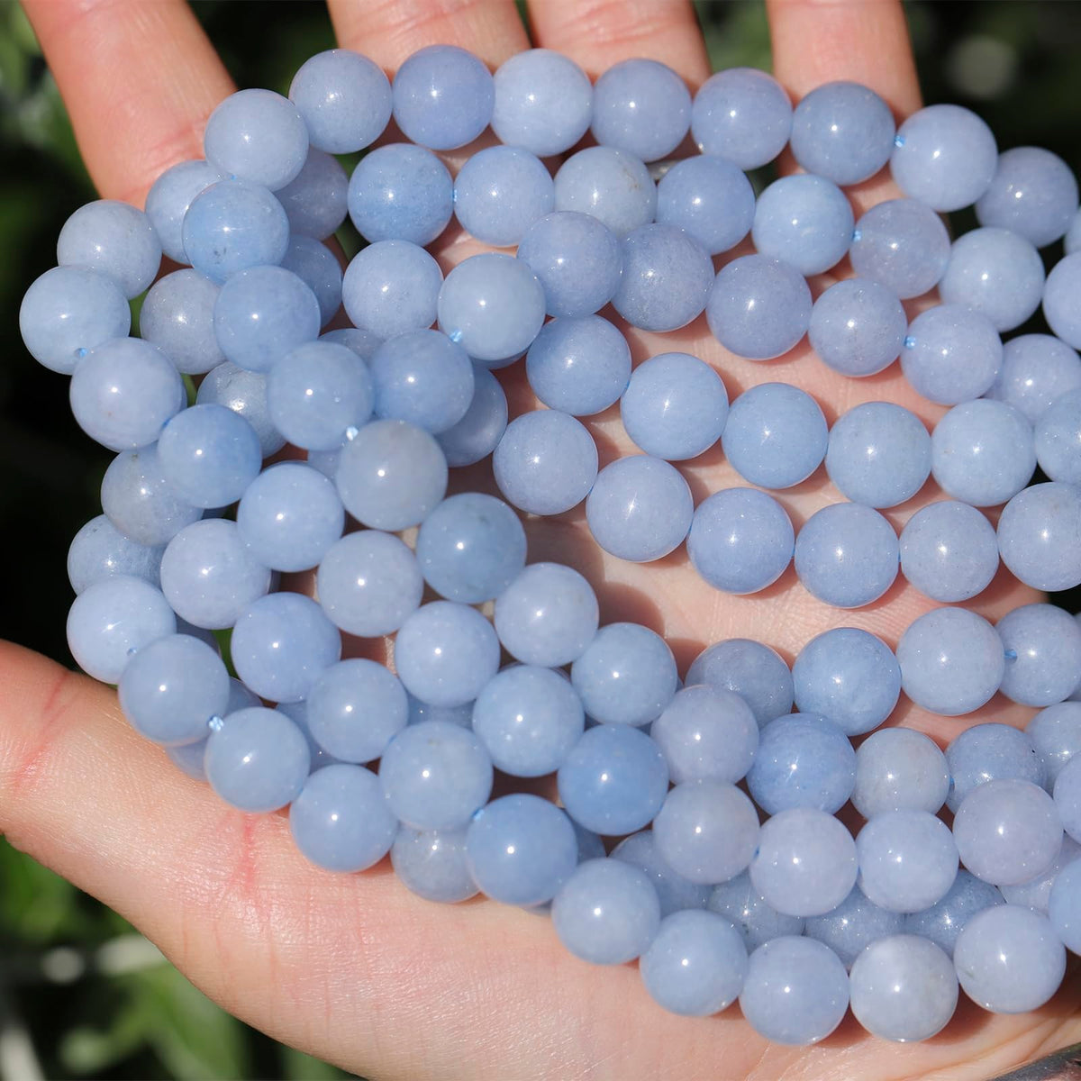 35pcs 10mm Natural Gemstone Beads for Jewelry Making Supplies,Aquamarine Healing Crystal Polished Round Loose Stone Beads for Bracelet Necklace 15 Inch