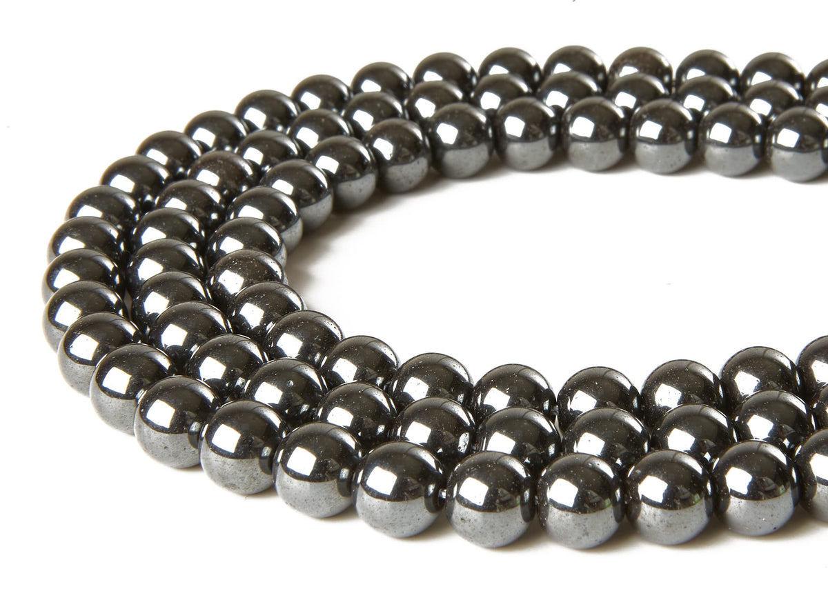 100pcs 8mm Black Hematite Beads Natural Gemstone Beads Round Loose Beads for Jewelry Making