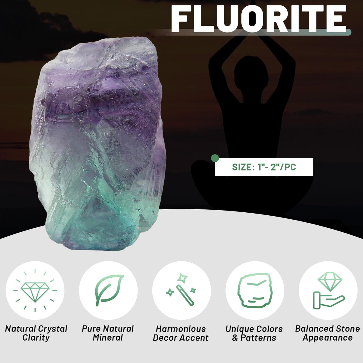 1.1lb Bulk Raw Fluorite Stone Rough Crystals- Natural Raw Stones Crystal for Tumbling, Cabbing, Fountain Rocks, Decoration,Polishing, Wire Wrapping, Wicca & Reiki Crystal Healing