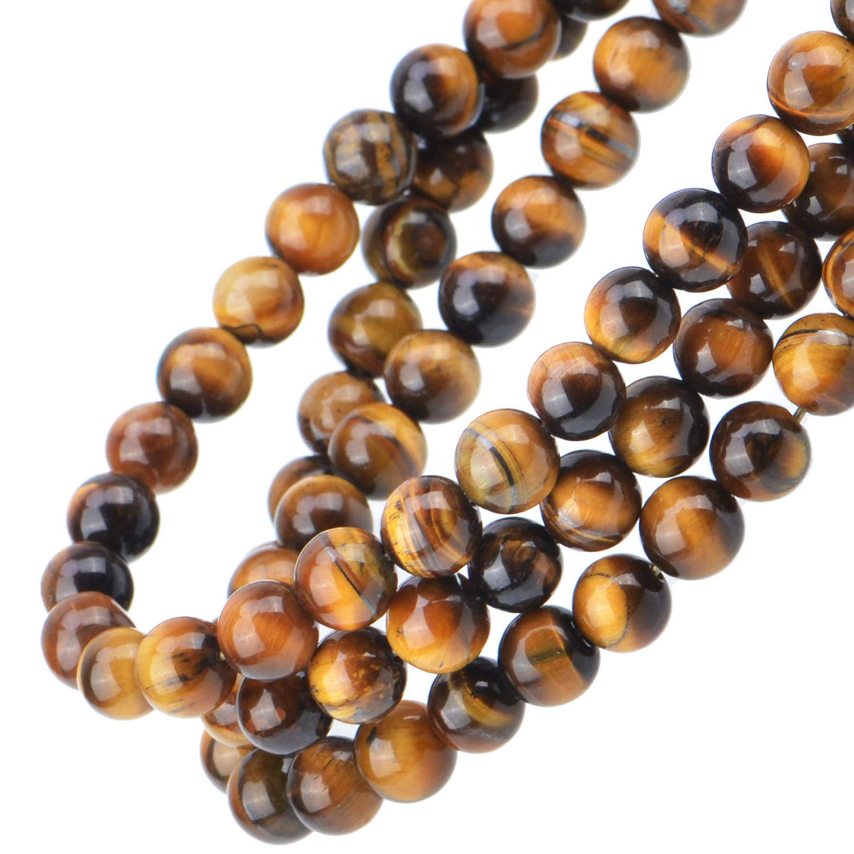 80Pcs Natural Crystal Beads Stone Gemstone Round Loose Energy Healing Beads with Free Crystal Stretch Cord for Jewelry Making (Yellow Tiger Eye, 10mm)