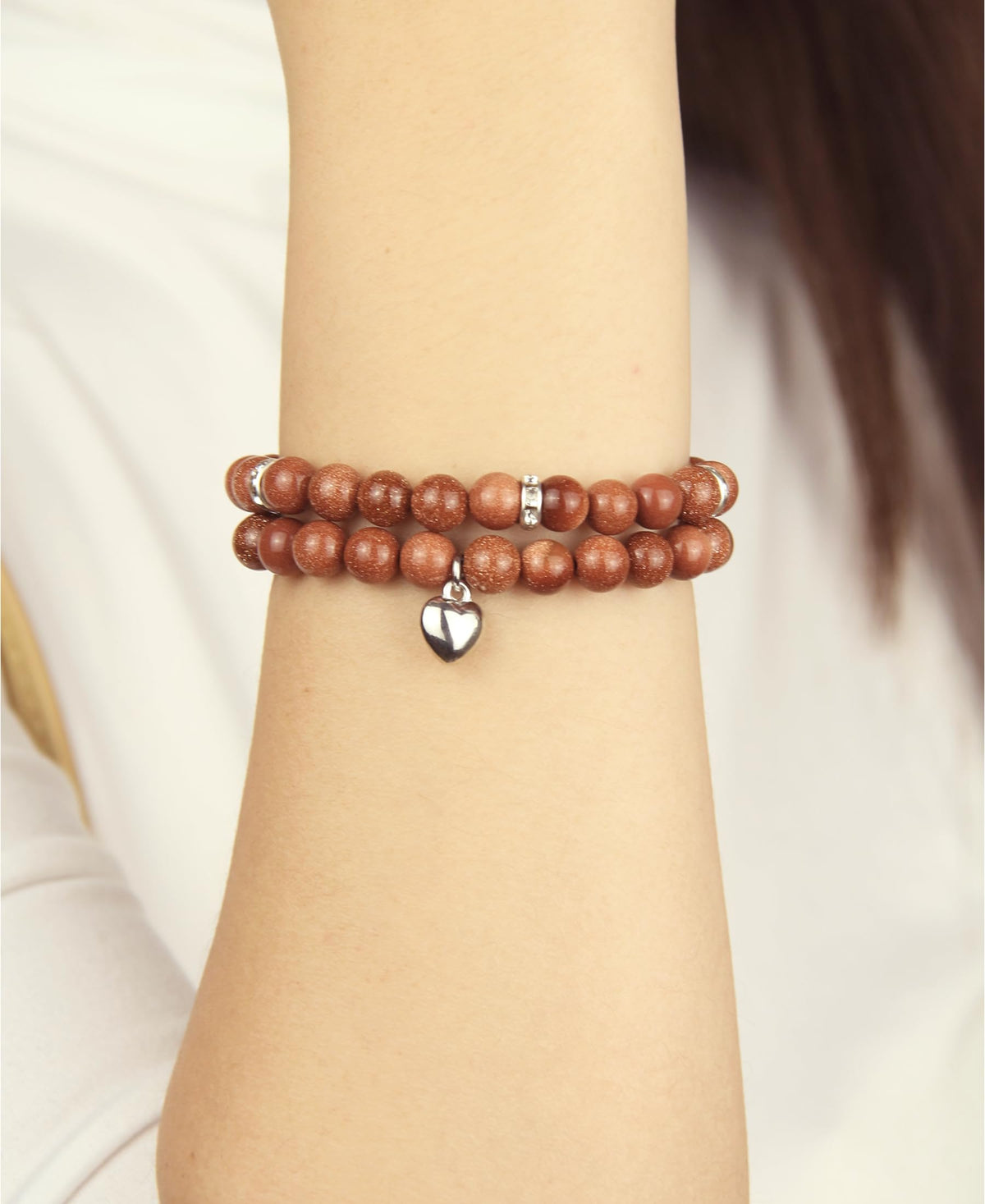 Healing Bracelets for Women - Goldstone Bracelet - Healing Prayers Crystal Bracelet, 8mm Natural Stone Stress Relief Yoga Beads Get Well Soon Gifts
