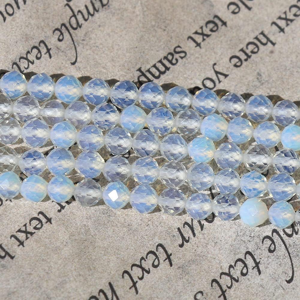 Song Xi 90pcs 4mm Natural Opal Gemstone Beads Faceted Round Loose Stone Beads for Jewelry Making
