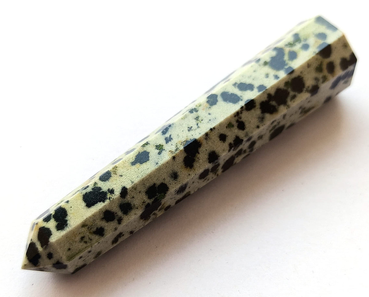 WholesaleGemShop 3 Inch Dalmantion Gemstones Obelisk Tower Jumbo Facet Aura Rock Crystal Natural Polished Earth Wand Spirit