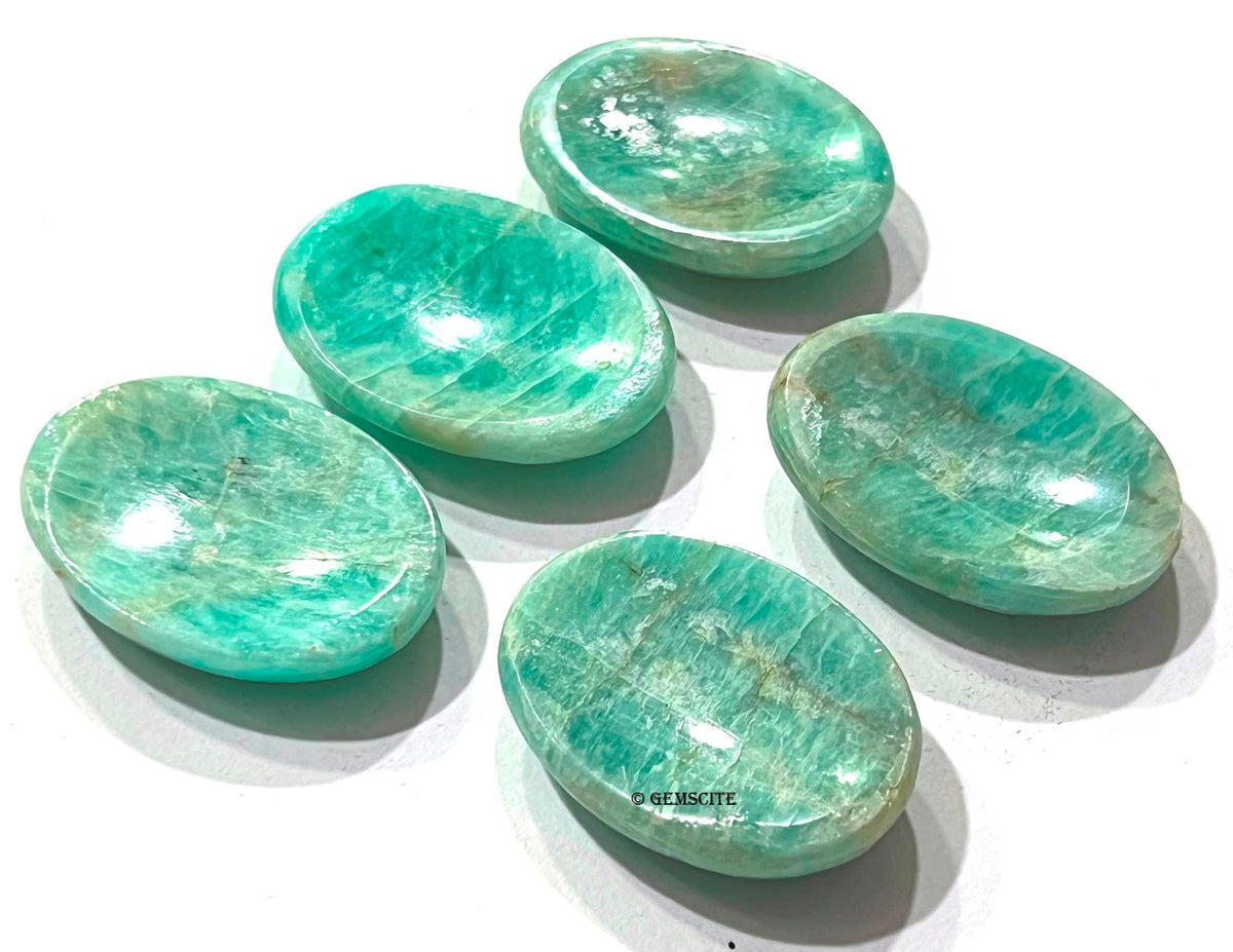 Wholesalegemshop Amazonite Thumb Worry Stones Metaphysical Gemstone Crystal Healing Reiki Men Women Gift FENG Shui Positive Energy Love Wellness Palm Stones Wicca Powerful