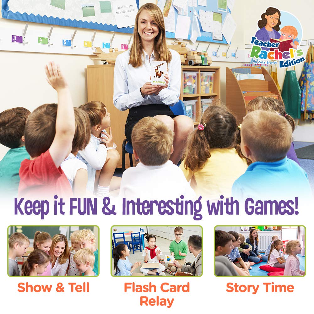 Teacher Rachel's Educational Flash Cards for Toddlers - Set Of 5 184 Cards Pre K-K Mega Flashcards Set with First Words, Alphabet, Colors, Shapes, Numbers, Manners, Greetings, Feelings, and Weather