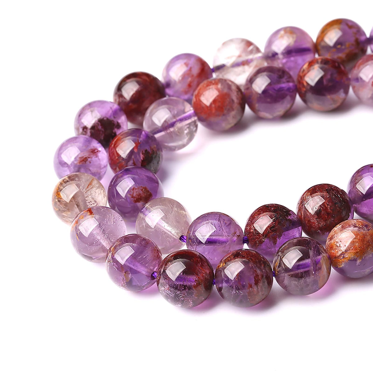 6MM 60PCS Natural Gemstone Purple Ghost Crystal Stone Beads for Jewelry Making DIY Bracelet