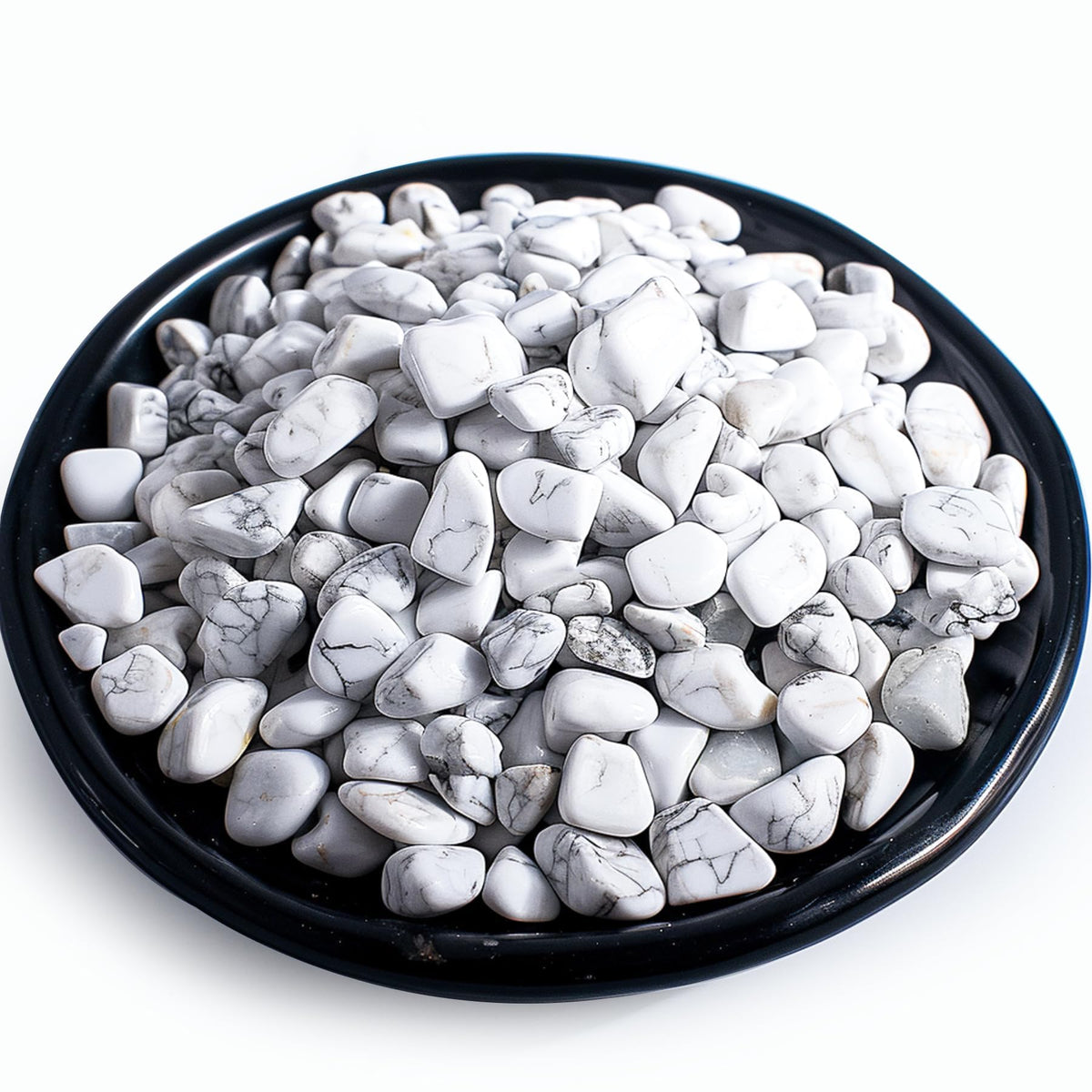 SigMntun Polished Howlite Crystal Chips 200 Pcs - 0.3" 10 oz Tumbled Stone Chips Crushed Sea Glass Stones Healing Reiki Crystal Jewelry Making Home Decoration