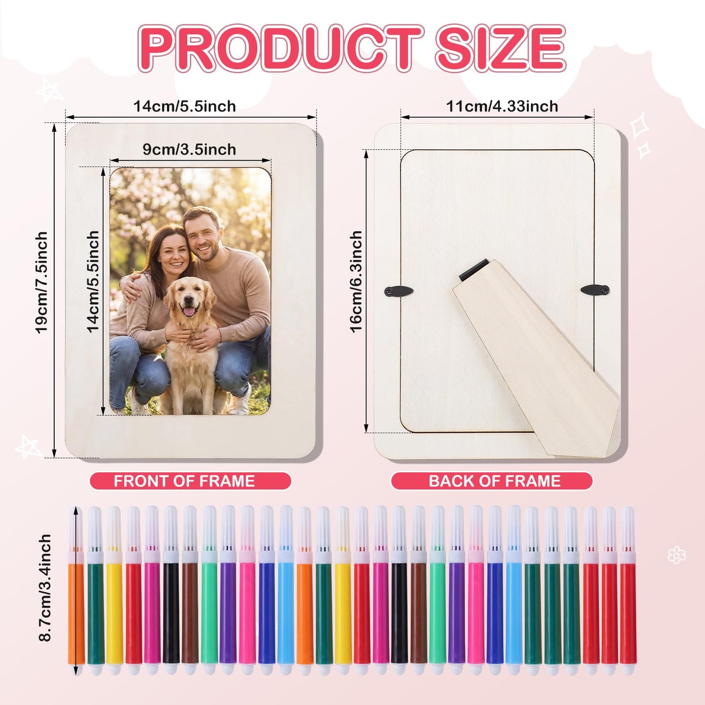 Yousoontic 30 Pack Picture Frame Painting Craft Kit for 4 x 6 Inch Photo DIY Unfinished Wooden Picture Frames with 30 Pcs Color Pens and 10 Sheets Crystal Diamond Stickers for DIY Craft