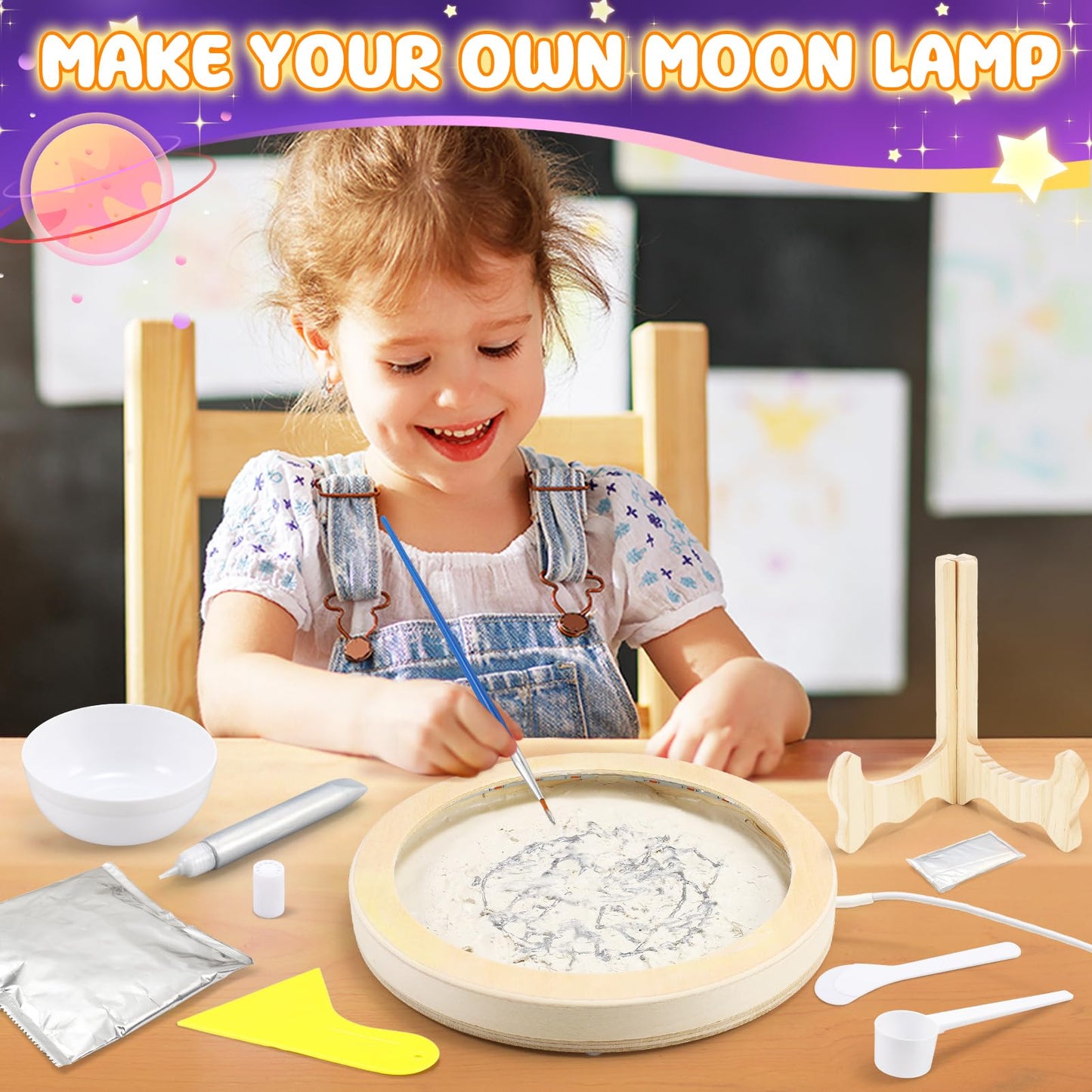 HCHILDHOOD DIY Moon Lamp Night Light Kit, Make Your Own Moon Lamp with Colourful RGB Light Arts and Crafts for Kids Ages 3-12, Creative Activity Birthday Gifts for 3-12 Year Olds Boys Girls